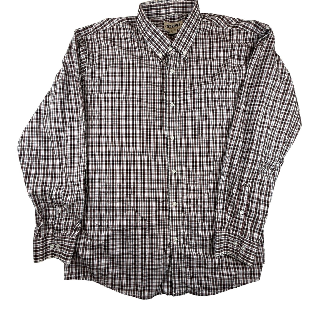 Red River Outfitters Plaid Button Down Shirt 3XL Red White Blue Cotton Skater